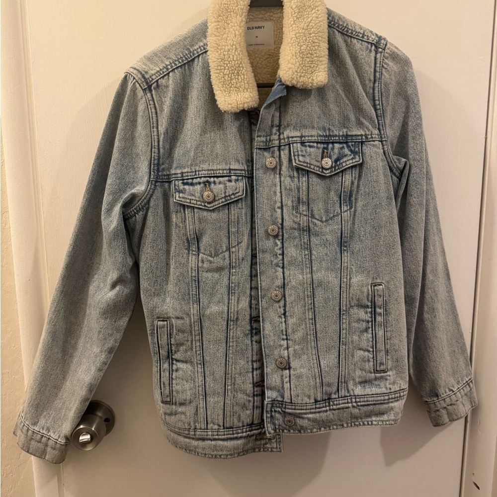 Old Navy Light Blue Jean Jacket with Sherpa Collar
